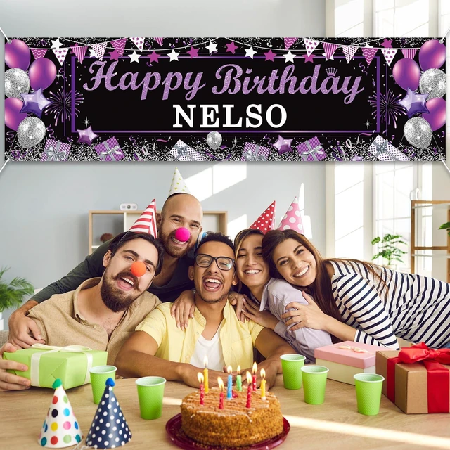 Alt view image 5 of 7 - Personalized Birthday Banner Happy Birthday Party Decoration Custom DIY Black & Purple Birthdays Backdrop with Name Alphabet Letter Sticker Happy Birthdays Sign Party Supplies for Men Women