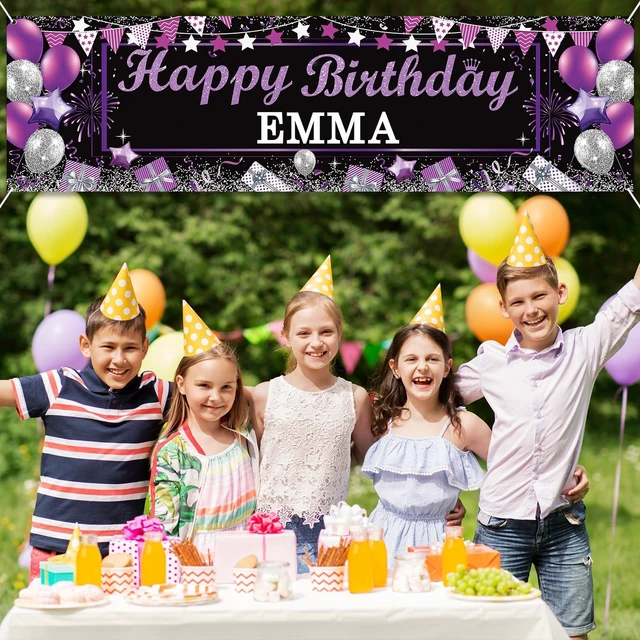 Alt view image 6 of 7 - Personalized Birthday Banner Happy Birthday Party Decoration Custom DIY Black & Purple Birthdays Backdrop with Name Alphabet Letter Sticker Happy Birthdays Sign Party Supplies for Men Women