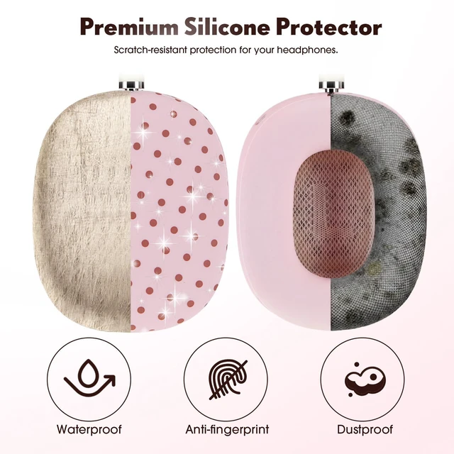 Alt view image 4 of 6 - Silicone Case Cover Compatible with AirPod Max, Pink, Polka Dot Compatible with USB-C 2024 4-in-1 Ear Pad, Ear Cup & Headband Covers, Soft Anti-Scratch Cute Aesthetic Headphone Cover