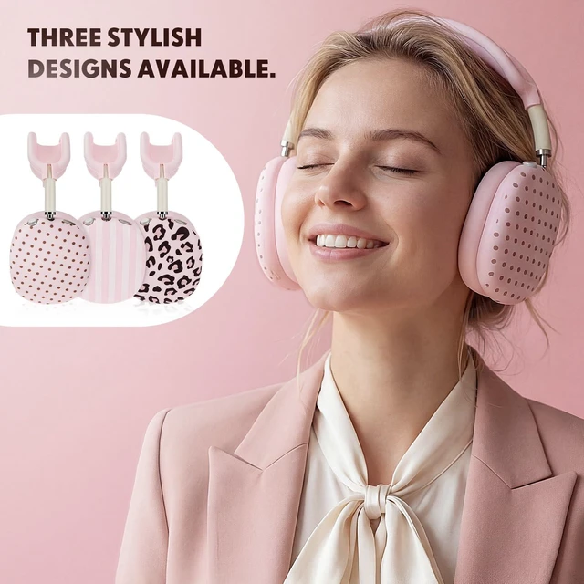 Alt view image 6 of 6 - Silicone Case Cover Compatible with AirPod Max, Pink, Polka Dot Compatible with USB-C 2024 4-in-1 Ear Pad, Ear Cup & Headband Covers, Soft Anti-Scratch Cute Aesthetic Headphone Cover