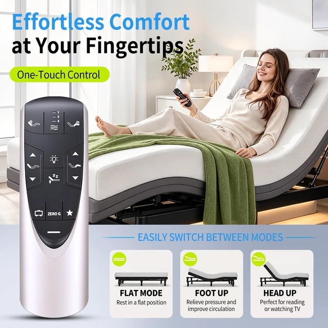 Alt view image 2 of 7 - Replacement Remote Control for Tempurpedic Ergo/Ergo Extend Adjustable Bed Base JRF358A RF502A DLK.33.01.18 RF358A, JLDK.33.01.36, RF502A