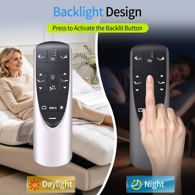 Alt view image 3 of 7 - Replacement Remote Control for Tempurpedic Ergo/Ergo Extend Adjustable Bed Base JRF358A RF502A DLK.33.01.18 RF358A, JLDK.33.01.36, RF502A