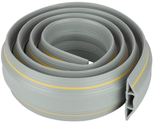 Alt view image 2 of 7 - Heavy Duty Floor Cable Cover Cable Protector, 6.5 Ft, 3 Channels Grey Floor Cord Cover, Mid Channel 0.93", Contains Cords, Cables and Wires, Office, Home, or Outdoor