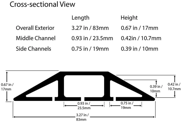 Alt view image 6 of 7 - Heavy Duty Floor Cable Cover Cable Protector, 6.5 Ft, 3 Channels Grey Floor Cord Cover, Mid Channel 0.93", Contains Cords, Cables and Wires, Office, Home, or Outdoor
