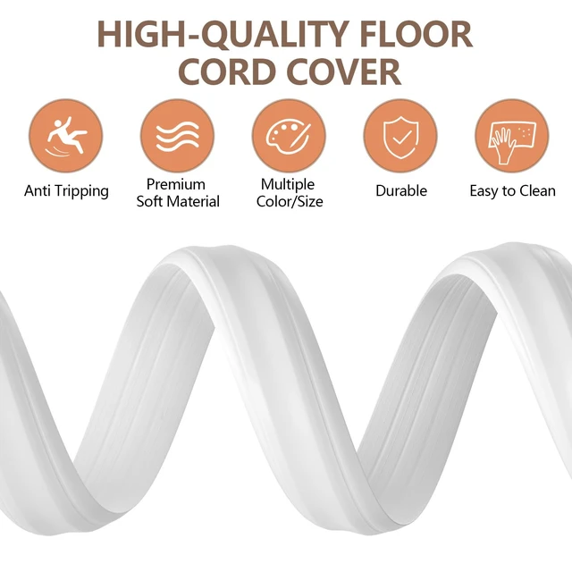 Alt view image 4 of 7 - Heavy Duty Floor Cable Cover, 6.5ft 3-Channel Cord Protector 0.93in Mid Channel, Holds Cords Wires, Office Home Outdoor, Anti-trip, PVC Rubber, Floor Cord Cover, Heavy Duty Protection