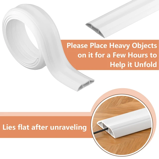 Alt view image 3 of 7 - Heavy Duty Floor Cable Cover, 6.5ft 3-Channel Cord Protector 0.93in Mid Channel, Holds Cords Wires, Office Home Outdoor, Anti-trip, PVC Rubber, Floor Cord Cover, Heavy Duty Protection