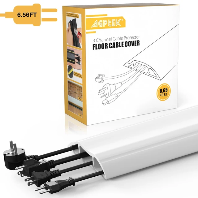 Alt view image 5 of 7 - Heavy Duty Floor Cable Cover, 6.5ft 3-Channel Cord Protector 0.93in Mid Channel, Holds Cords Wires, Office Home Outdoor, Anti-trip, PVC Rubber, Floor Cord Cover, Heavy Duty Protection