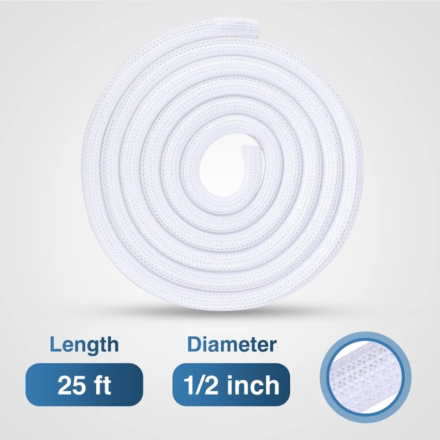 Alt view image 2 of 7 - Cable Sleeve, 25ft-1/2inch Cord Management Sleeves White Wire Loom Braided Sleeving, Split Self Wrapping Wire Loom for Computer Electrical Automotive Harness Protector Organizer, White