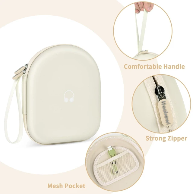 Alt view image 5 of 7 - Headphone Case for JBL Tune 510BT/520BT and Sony WH-CH520-Beige Also Compatible with JBL Tune 500/660 and Live 460NC/670NC; PU Shell and Velvet Lining Cushion Gear, Case Only