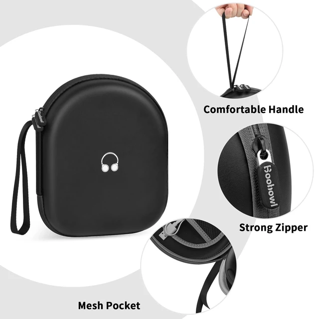 Alt view image 5 of 7 - Headphone Case for JBL Tune 510BT/520BT & Sony WH-CH520-Full Black Also Compatible with JBL Tune 500/660 and Live 460NC/670NC; PU Shell and Velvet Lining Cushion Gear, Case Only