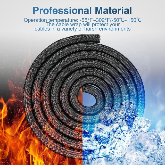 Alt view image 7 of 7 - Cable Sleeve, 25ft-1/2inch Cord Management Sleeves Black Wire Loom Braided Sleeving, Split Self Wrapping Wire Loom for Computer Electrical Automotive Harness Protector Organizer, Black