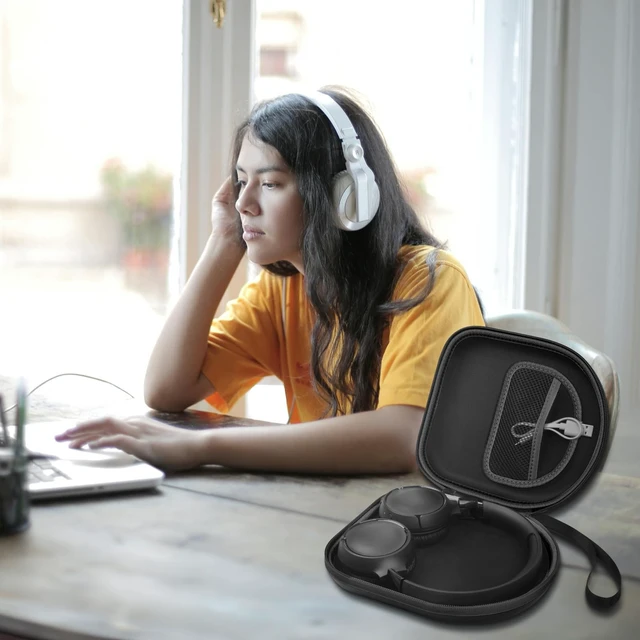 Alt view image 7 of 7 - Headphone Case for JBL Tune 510BT/520BT & Sony WH-CH520-Full Black Also Compatible with JBL Tune 500/660 and Live 460NC/670NC; PU Shell and Velvet Lining Cushion Gear, Case Only