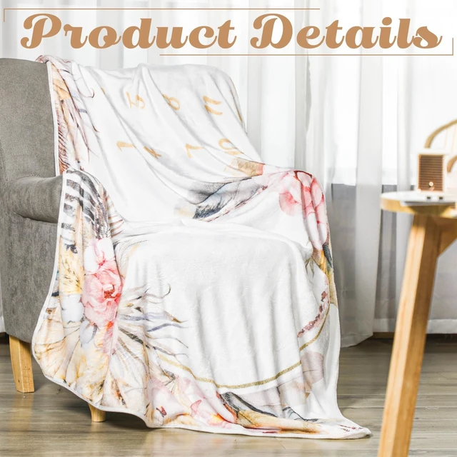 Alt view image 6 of 6 - 2 Pcs Baby Girl Monthly Milestone Blanket Floral, Boho, Beige 1 Month Age Growth Calendar Blanket Newborn Shower Gifts Nursery Decor with Felt Wreath Frame