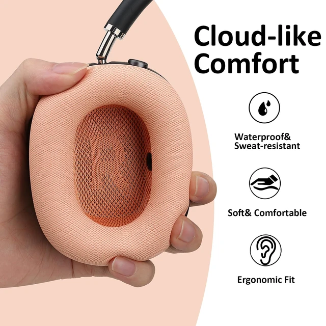 Alt view image 4 of 7 - Ear Cushions Compatible with AirPods Max, Orange Protein Leather, Gel& Memory Foam, For 2024 Version Airpods Max 2