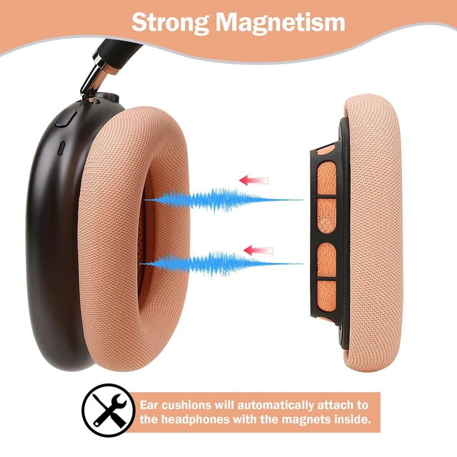 Alt view image 3 of 7 - Ear Cushions Compatible with AirPods Max, Orange Protein Leather, Gel& Memory Foam, For 2024 Version Airpods Max 2