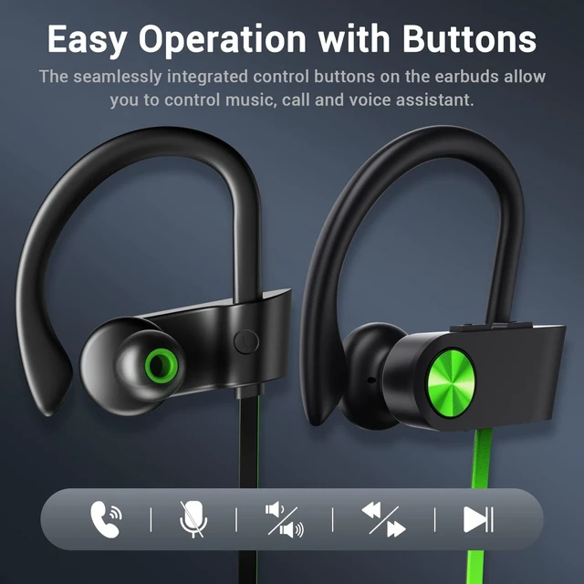 Alt view image 3 of 7 - Bluetooth 5.3 Headphones, Wireless Sports In-Ear Earbuds IPX7 Waterproof 16 Hours Playtime, Sweatproof Stereo Earphones with MIC, Noise Cancelling Headsets for Gym Running Workout, Clear Sound