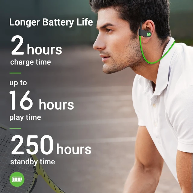 Alt view image 4 of 7 - Bluetooth 5.3 Headphones, Wireless Sports In-Ear Earbuds IPX7 Waterproof 16 Hours Playtime, Sweatproof Stereo Earphones with MIC, Noise Cancelling Headsets for Gym Running Workout, Clear Sound