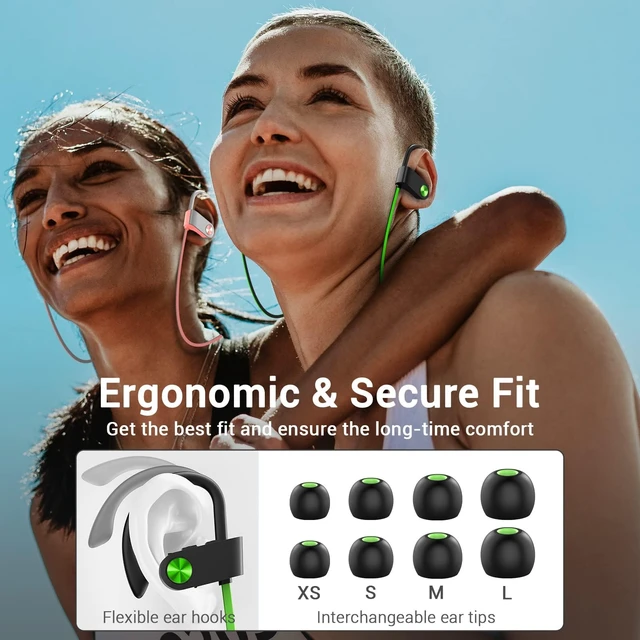 Alt view image 7 of 7 - Bluetooth 5.3 Headphones, Wireless Sports In-Ear Earbuds IPX7 Waterproof 16 Hours Playtime, Sweatproof Stereo Earphones with MIC, Noise Cancelling Headsets for Gym Running Workout, Clear Sound
