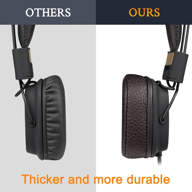 Alt view image 4 of 6 - Replacement Ear Pads Cushions for Marshall Major I/II/III/IV Wireless/Wired Headphones, for Marshall Major 1/2/3/4 Headset, Earpads with Soft Protein Leather - Dark Coffee