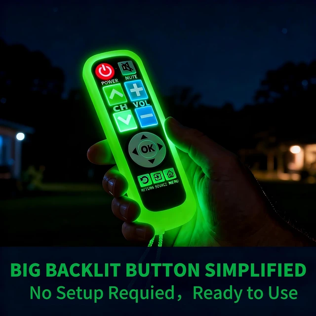 Alt view image 4 of 7 - Backlit Big Button TV Remote Replacement for Vizio TV with Cover & Hook, Universal Remote No Setup for Seniors People with Poor Vision,Parkinson's Disease Patient