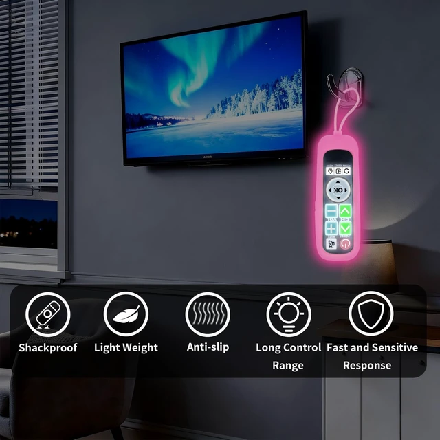 Alt view image 7 of 7 - Backlit Big Button TV Remote Replacement for Vizio TV with Cover & Hook, Universal Remote No Setup for Seniors People with Poor Vision,Parkinson's Disease Patient