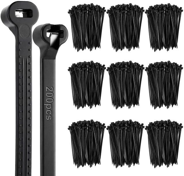 Main image of 4 Inch 200 Pcs Black Zip Tie Cable Tie with Metal Tooth Self Locking Nylon Cable Zip Ties, 17 Lbs Tensile Strength, UV Resistant Wire Wraps Multi Purpose for Industrial Indoor Outdoor Use