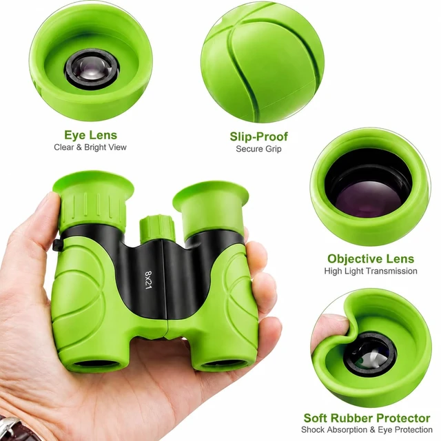 Alt view image 5 of 7 - Kids Binoculars Shockproof 8 x 21 High Resolution for 3-12 Boys and Girls,Perfect for Bird Watching, Hiking,Camping,Travel, Christmas Birthday Gift