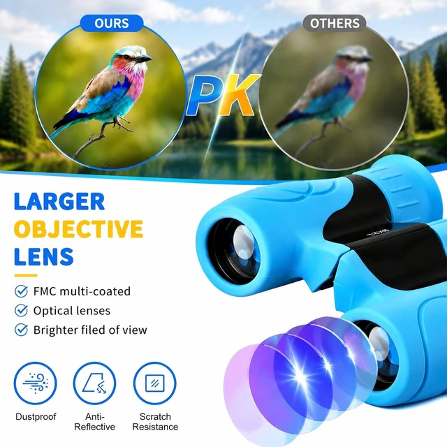 Alt view image 3 of 7 - Binoculars for Kids 8x21 High-Resolution for Bird Watching Camping, Exploration, Hiking, Hunting, Sports Events and Safari Park Gifts for 3-12 Year Boys Girls