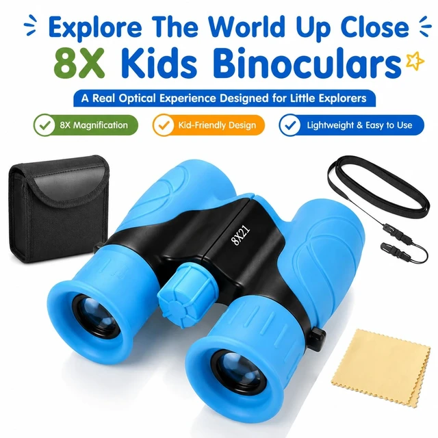 Alt view image 7 of 7 - Binoculars for Kids 8x21 High-Resolution for Bird Watching Camping, Exploration, Hiking, Hunting, Sports Events and Safari Park Gifts for 3-12 Year Boys Girls