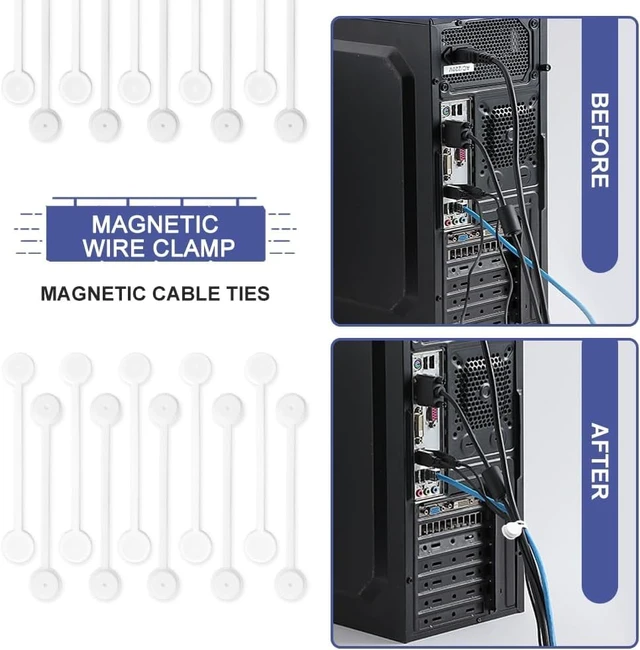 Alt view image 2 of 6 - 7.9'' Magnetic Cord Ties with Tags,Magnetic Twist Ties(10PCS-White) Magnetic Cable Ties with Strong Magnet for Bundling Cables,Silicone Magnetic Cable Organizer Ties for home,Office,School