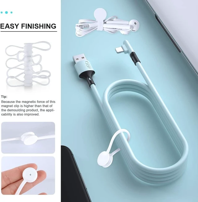Alt view image 4 of 6 - 7.9'' Magnetic Cord Ties with Tags,Magnetic Twist Ties(10PCS-White) Magnetic Cable Ties with Strong Magnet for Bundling Cables,Silicone Magnetic Cable Organizer Ties for home,Office,School