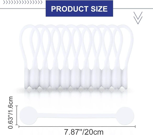 Alt view image 3 of 6 - 7.9'' Magnetic Cord Ties with Tags,Magnetic Twist Ties(10PCS-White) Magnetic Cable Ties with Strong Magnet for Bundling Cables,Silicone Magnetic Cable Organizer Ties for home,Office,School
