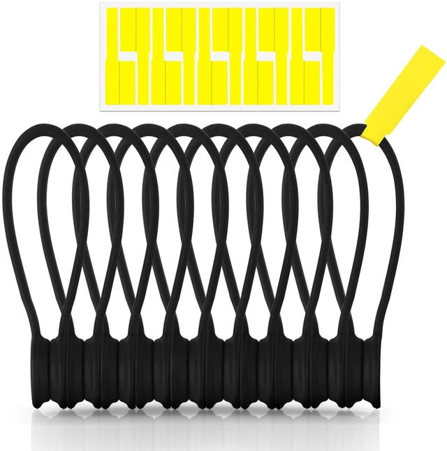 Main image of 7.9'' Magnetic Cord Tie with Labels, Magnetic Twist Tie(10PCS-Black) Magnetic Cable Organizer,Reusable Cable Ties with Strong Magnet for Bundling Cables,Silicone Cord Winder for home,Office