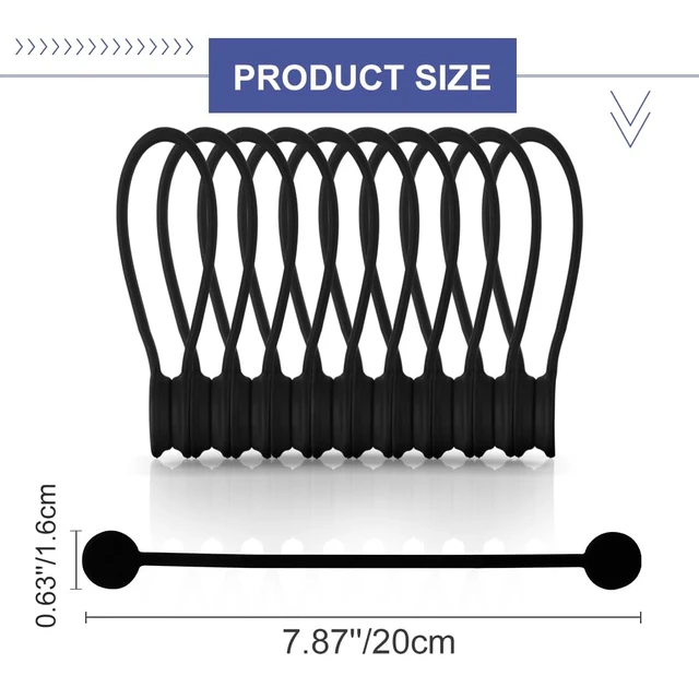 Alt view image 2 of 7 - 7.9'' Magnetic Cord Tie with Labels, Magnetic Twist Tie(10PCS-Black) Magnetic Cable Organizer,Reusable Cable Ties with Strong Magnet for Bundling Cables,Silicone Cord Winder for home,Office