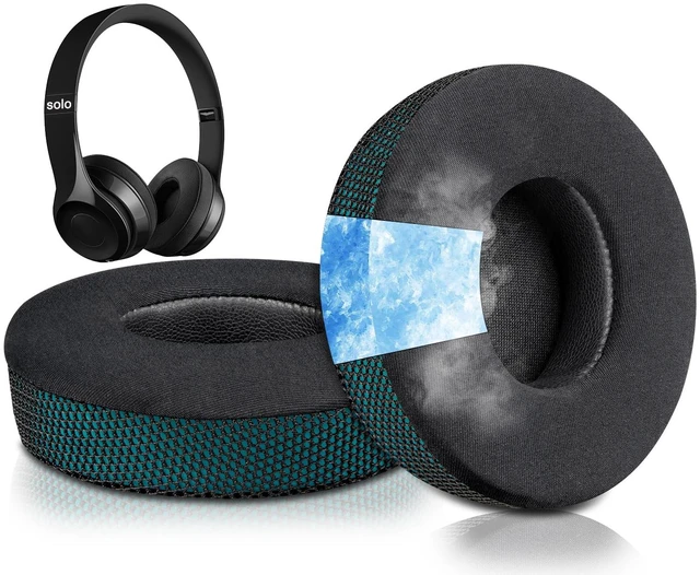 Main image of Cooling Gel Earpads Replacement for Beats Solo 2 & Solo 3 Wireless On-Ear Headphones, Ear Pads Cushions with High-Density Noise Isolation Foam, Added Thickness - Dark Green