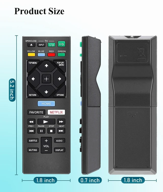 Alt view image 4 of 7 - Universal Replacement Remote Control for Sony UBP-X700 BDP-BX370 BDP-S1700 BDP-S2500 BDP-S3500 BDP-S5500 BDP-S3700 BDP-S6700 BDP-S1500 Blu-ray DVD Player
