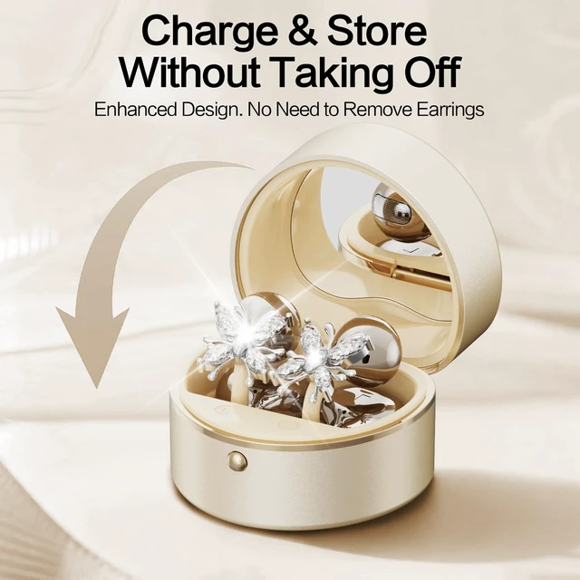 Alt view image 6 of 7 - 2026 Great Gift Clip On Earbuds with Heart Design & Detachable Butterfly Earrings,Bluetooth 6.0 Wireless Headphones for Women, IPX6 Waterproof,40H Playtime,Comfortable for Small Ears Skin