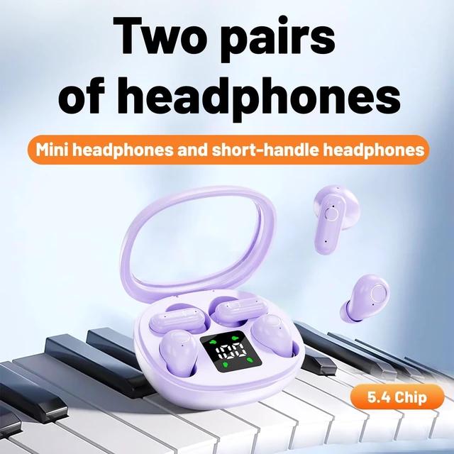 Alt view image 2 of 7 - 2-in-1 Mini Invisible Sleep Bluetooth Earbuds,Small Wireless Sleep Headphones for Side Sleepers,Bluetooth 5.4 Bass Stereo Sound Over-Ear Earbuds,Bluetooth Earbuds for Laptop/Phones/Sports (purple)
