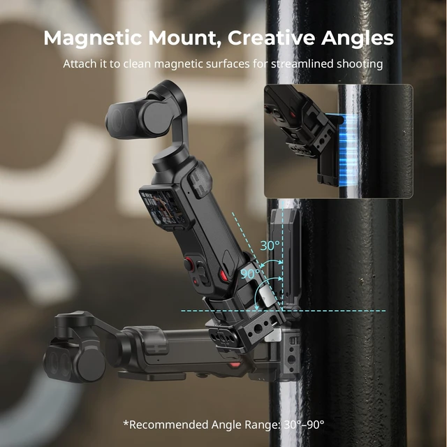 Alt view image 2 of 7 - Foldable Magnetic Mount Stand for Insta360 Luna Ultra/Luna Pro 230° Angle Adjustable Backplate, 2-Prong Interface, 1/4"-20 Locating Holes, Cold Shoe Mount, Plate for Arca-Swiss Tripod