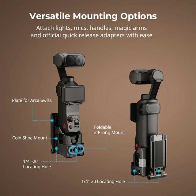 Alt view image 4 of 7 - Foldable Magnetic Mount Stand for Insta360 Luna Ultra/Luna Pro 230° Angle Adjustable Backplate, 2-Prong Interface, 1/4"-20 Locating Holes, Cold Shoe Mount, Plate for Arca-Swiss Tripod