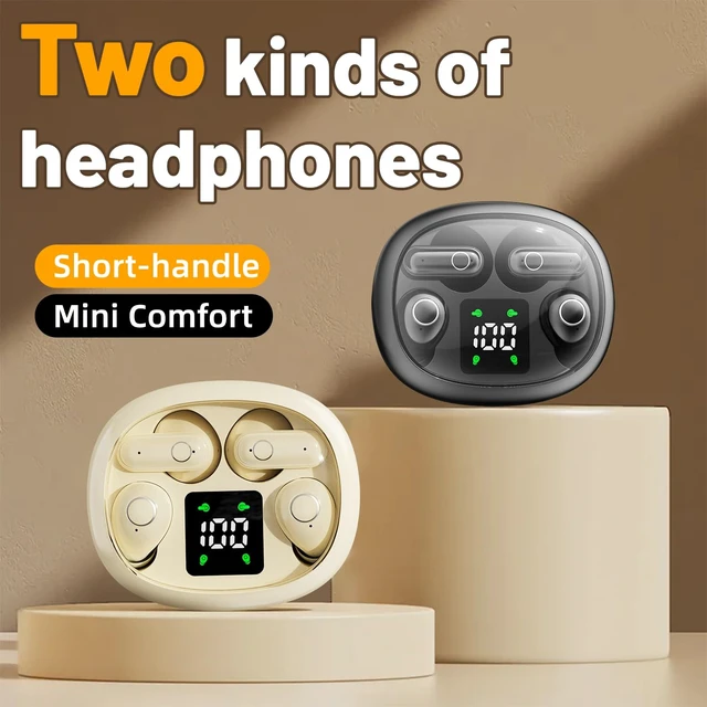 Alt view image 6 of 7 - 2-in-1 Mini Invisible Sleep Bluetooth Earbuds,Small Wireless Sleep Headphones for Side Sleepers,Bluetooth 5.4 Bass Stereo Sound Over-Ear Earbuds,Bluetooth Earbuds for Laptop/Phones/Sports (Khaki)