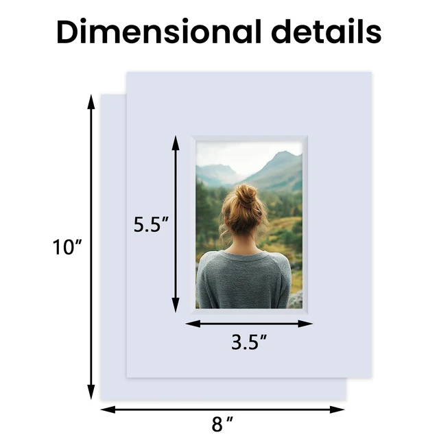 Alt view image 2 of 6 - 5 Pack Acid Free 8x10 White Picture Mats Board Kit for 4x6 4-Ply Beveled Pre-Cut Photo Mats with Backing Board for Frames, Artwork and Prints