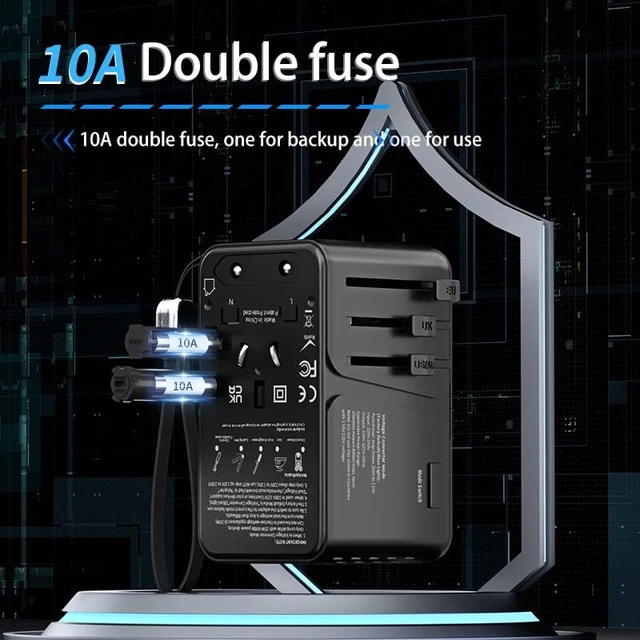Alt view image 6 of 7 - International Travel Voltage Converter to Step Down 230V to 120V for Hair straighteners, laptops, Cell Phones, Power converters from USA to UK, Europe, Australia Over 200
