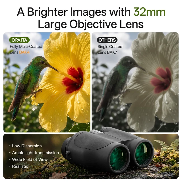 Alt view image 3 of 7 - 20x32 Compact Binoculars for Adults Kids High Powered Small Pocket Size, 30% Wider Field of View, Low Light Vision, BAK4 FMC for Bird watching Cruise Ship Travel Hiking Concert