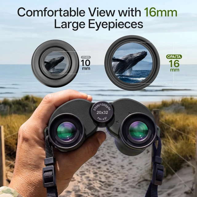 Alt view image 4 of 7 - 20x32 Compact Binoculars for Adults Kids High Powered Small Pocket Size, 30% Wider Field of View, Low Light Vision, BAK4 FMC for Bird watching Cruise Ship Travel Hiking Concert