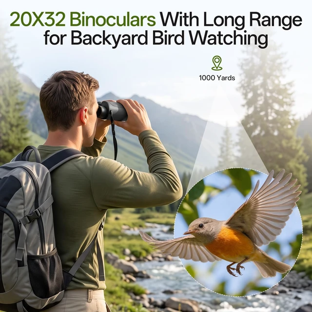 Alt view image 6 of 7 - 20x32 Compact Binoculars for Adults Kids High Powered Small Pocket Size, 30% Wider Field of View, Low Light Vision, BAK4 FMC for Bird watching Cruise Ship Travel Hiking Concert