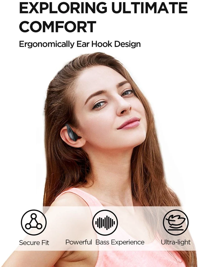 Alt view image 4 of 7 - S70 Open Ear Headphones - True Wireless Bluetooth Open Earbuds, Comfortable Out of Ear Earbuds, Balance AIR+, IPX5 Waterproof, 40H Playtime, App Control, Clear Calls, Black