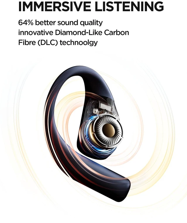 Alt view image 6 of 7 - S70 Open Ear Headphones - True Wireless Bluetooth Open Earbuds, Comfortable Out of Ear Earbuds, Balance AIR+, IPX5 Waterproof, 40H Playtime, App Control, Clear Calls, Black