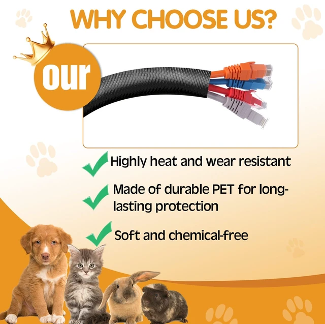 Alt view image 4 of 7 - 3 Pack 30ft Cord Protectors from Pets No Chew, 3/8 Inch, Pet Material No Chew Cord Cover, Protects Cables from Rabbits Dogs Cats, Flexible Electrical Wire Management, Ideal for Home Office