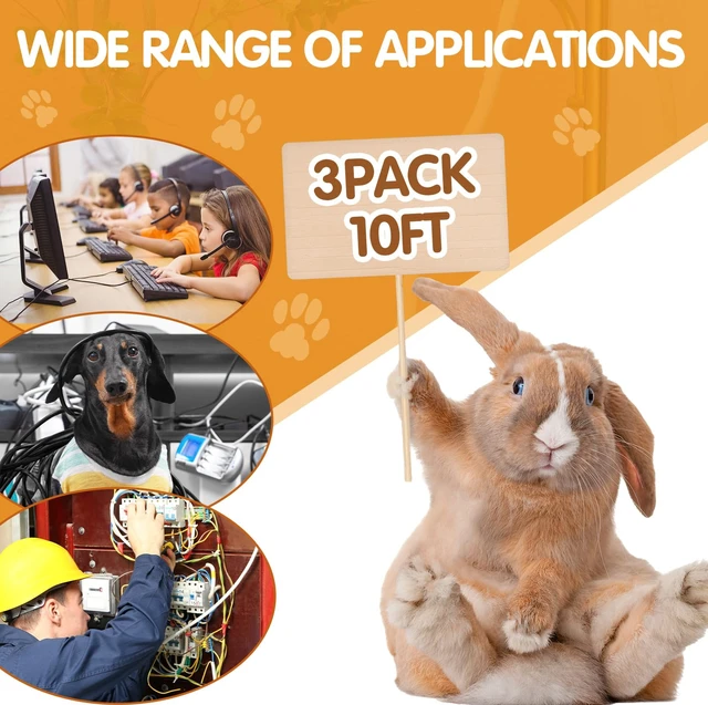 Alt view image 7 of 7 - 3 Pack 30ft Cord Protectors from Pets No Chew, 3/8 Inch, Pet Material No Chew Cord Cover, Protects Cables from Rabbits Dogs Cats, Flexible Electrical Wire Management, Ideal for Home Office